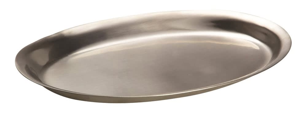 GuestSupply US | Prestige Oval Amenity Tray, Stainless Steel